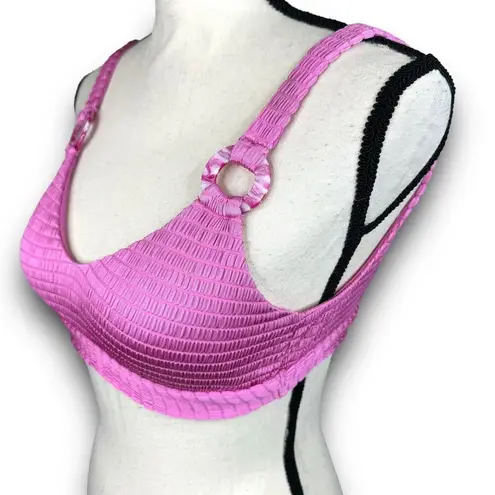 Isabella Rose Maza Textured Bikini Top Bralette Style Bubblegum Pink Size Small