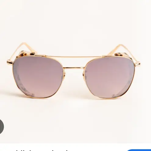 Krewe Sunglasses with Gold Frame and Pink Lenses