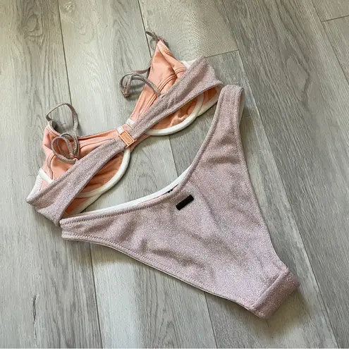 Triangl Glitter Bikini lina blush cheeky high rise womens Pink (large) swim chic