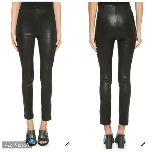 Rag and Bone  Georgie Black Leather Leggings Washed Black