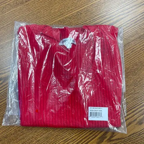Cotton Citizen Cherry Red Ibiza Crop Tank Top, Size Large - NWT