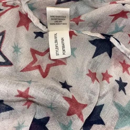 Self Esteem Red White & Blue Star Print Sheer Mesh Infinity Scarf – 29” USA - Image 5