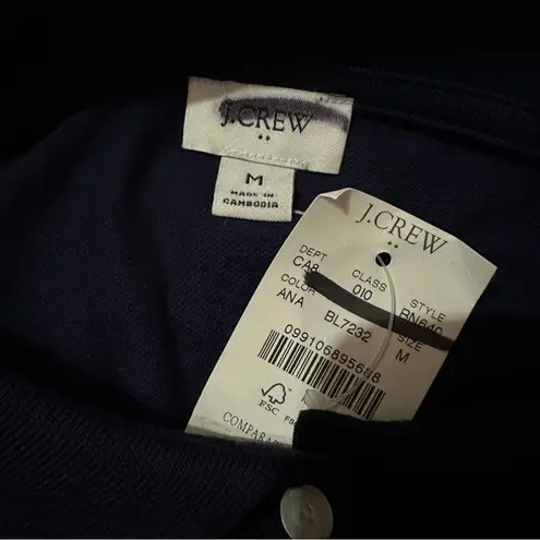 J. Crew Factory Pique Polo Short Sleeve Top in Navy Blue Sz M NEW Size M