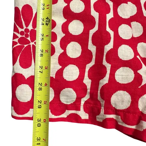 Farm Rio Womens Palermo Linen Romper Size M Red White Resort Tropical Vacation