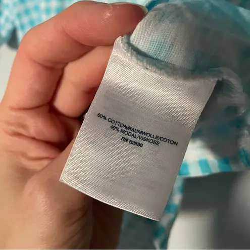 Lands' End Blue Polo Shirt Classic Preppy Gingham Picnic Size Small Golf