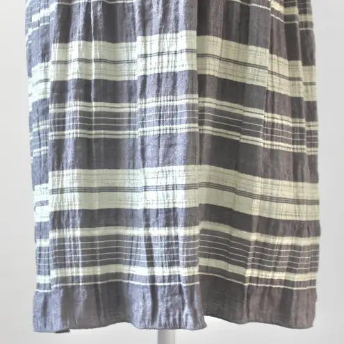 Max Studio  Slate Grey Light Yellow Stripe Sleeveless Scoop Smock Dress Small