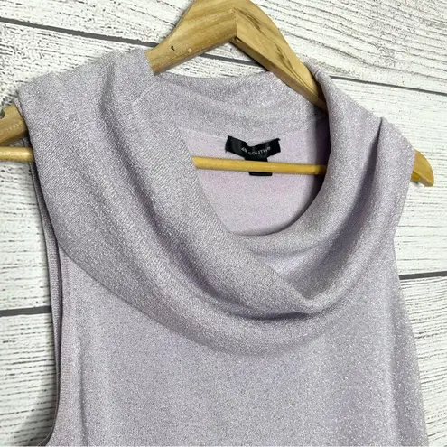 499 South Lavender Purple Shimmer Sleeveless Cowl Neck Blouse Top Size Large