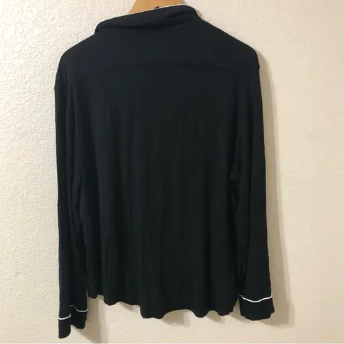 Cozy Earth Women's Bamboo Stretch Knit Long Sleeve Pajama Top in Black