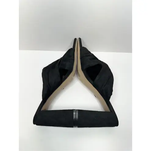 Adrienne Vittadini Sandals Womens 9 Crossover Black Faux Suede Chunky Heels