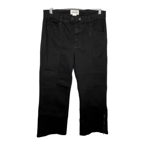 FOR THE REPUBLIC Wide Leg Jeans High Rise Zipper Ankle Black Women Size 8