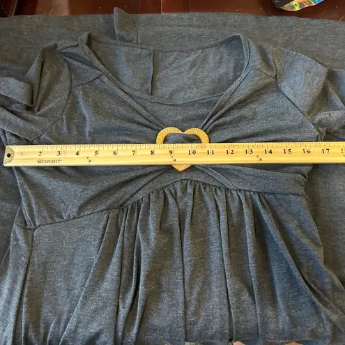 Womens Maxi Dress Size XS/S Gray Long Sleeve With Heart Detail Layered Skirt