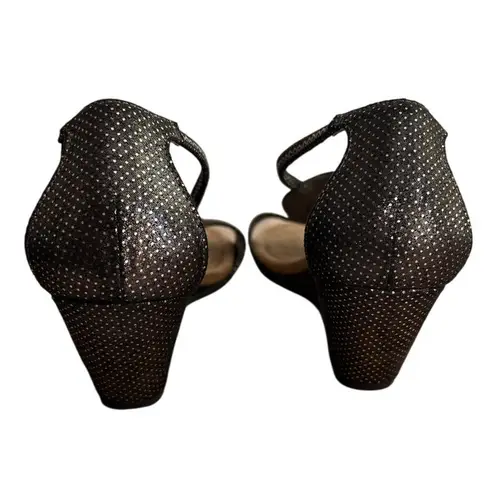 New York Transit Women's Brown Gold Sparkle Bling Elegant Wedge Sandals Size 8.5