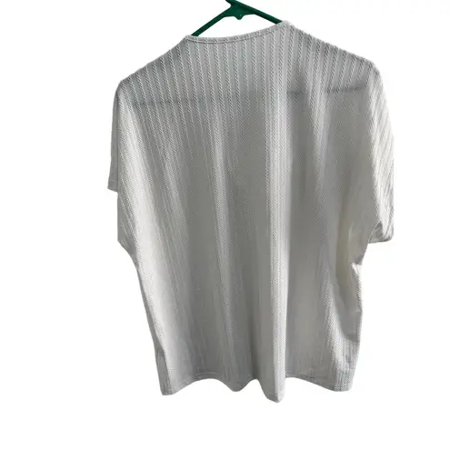 None White Draped V-Neck Textured Blouse Size L