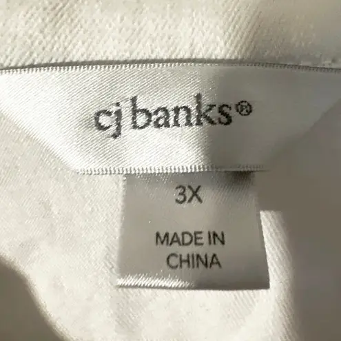 Christopher & Banks Curvy 3x White Denim Jean Jacket Rhinestone Embellishments