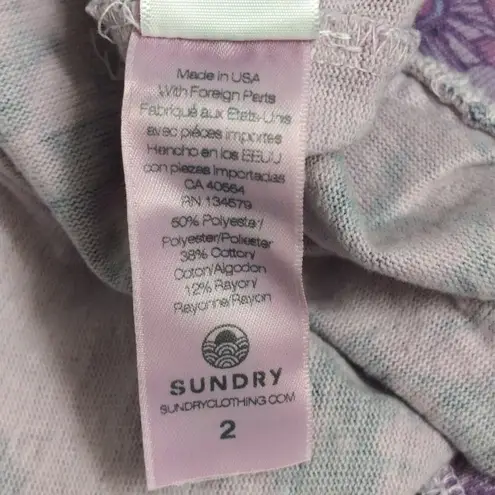 Sundry Mod Floral Sweatshirt Top Bright Orchid Long Sleeves Crewneck 2 = M New