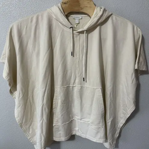 Garnet Hill Women's S/M Cream French Terry Hoodie Hooded Poncho Sweatshirt NWT