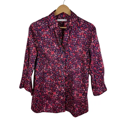 Foxcroft Piper Floral Button Down Shirt Size 8 Beach Blossoms Non Iron Cottage - Image 2
