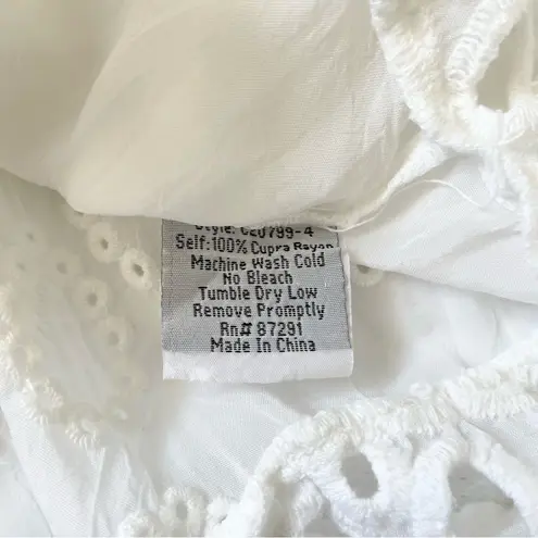 Johnny Was White Eyelet Lace Mini Bay Doll Dress Swim Coverup With Slip Size S