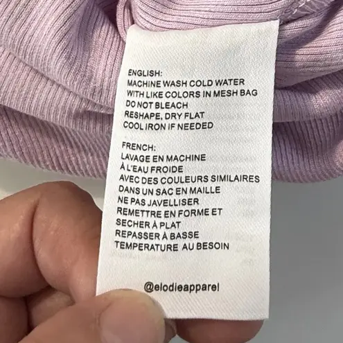 Elodie Lilac Ribbed Knit Bow Front Tank Bodysuit Women's Medium