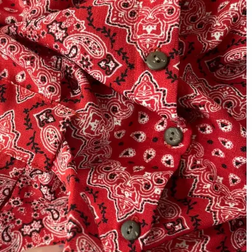 LIFE Bandana Babydoll Womens Top Sz M Red Festival Paisley Retro Americana Size M