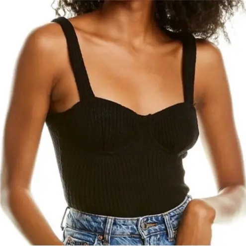 We Wore What Danielle Bernstein x Black Cable Knit Corset Top, Size S