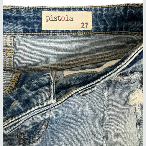 Pistola Destroyed Distressed Denim Jean Shorts 27