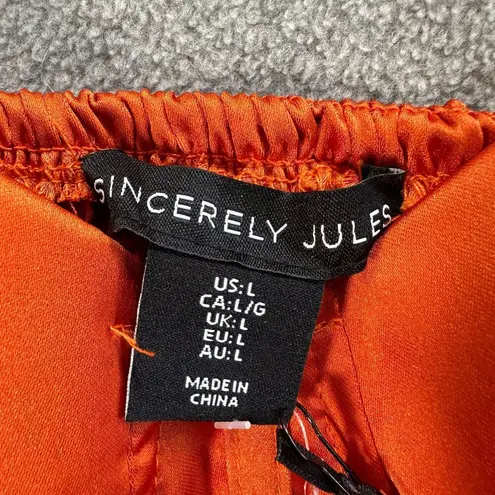 Sincerely Jules  Corset Top Orange Womens Large Spaghetti Strap Top Smocked Satin