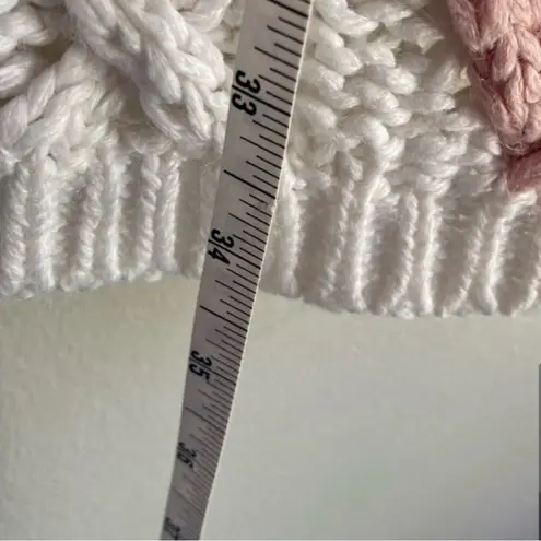 Extra Shenanigans Vintage Hand Knit Sweater with Shoulder Pads XL White