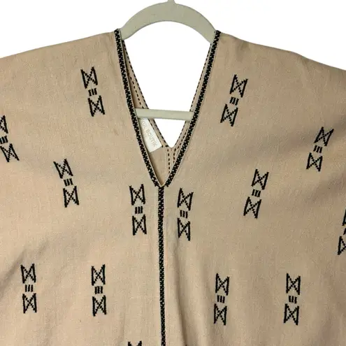 Kukul Boutik Merida Mexico Tan Kaftan Black Embroidery Artisan Artsy Aztec O/S Size undefined