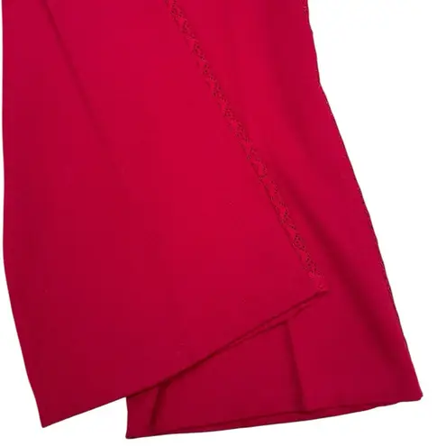 Vintage Disco Wide Leg Pants Size 15/16 Sheer Lace Flare High Waist, Maroon Red