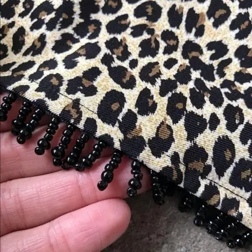 Robbie Bee Plus Size Vintage Animal Print Dress Cheetah Sexy Size 14 Fringe