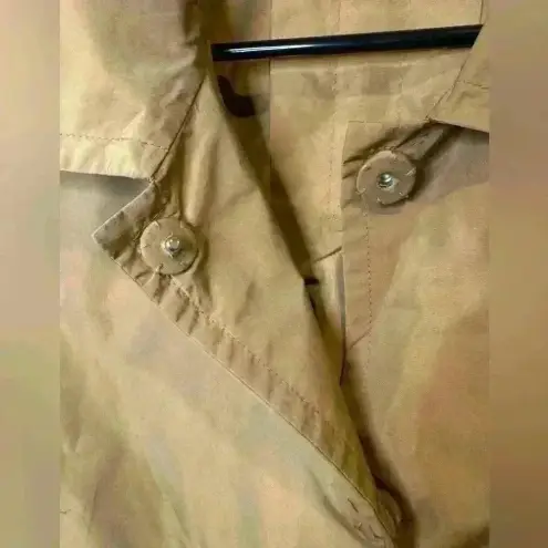 Per Se Brown Gold Cropped Y2K Trench Jacket Sheen Snap Button Size 6