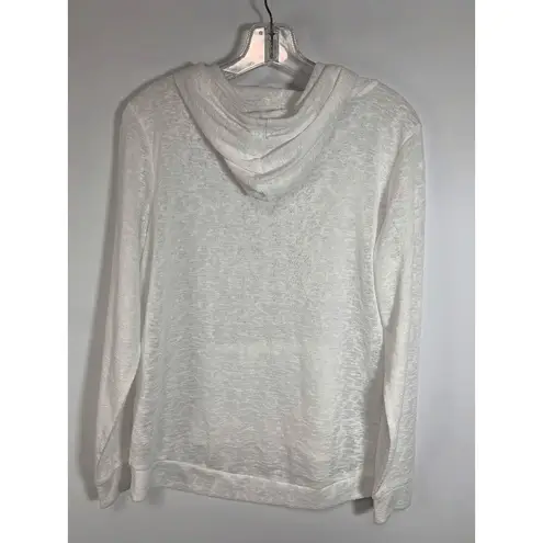 Weatherproof Vintage Women's Hooded White See Through Jacket Long Sleeve Small