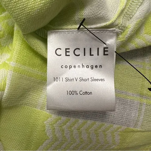 NWT Cecilie Copenhagen Women’s Short Sleeve 100% Cotton Top Size Large Green