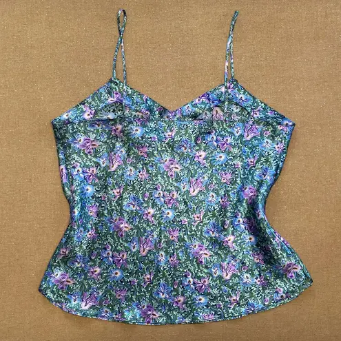 Erika Vintage Y2K Taylor Floral Satin Croped Camisole 90s Fairy Cottagecore Sz L