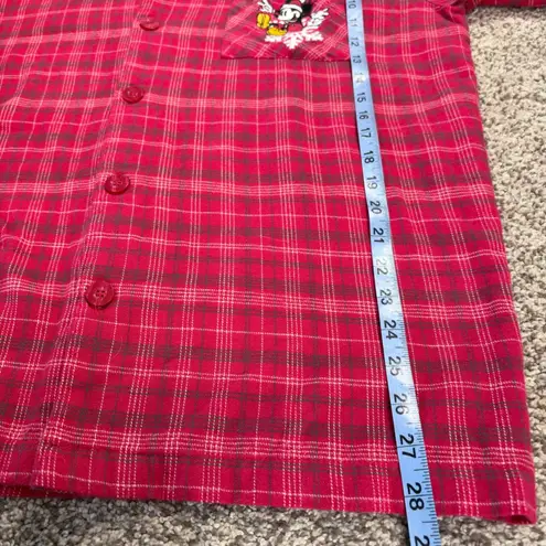 Disney Mickey Mouse Plaid Flannel Pajama Set Women's Size Large Red Sleepwear