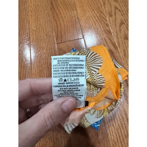 Vismaya Cotton Scarf Set (2) Lemon Sunflower Be Happy Embroidered 20x20 Blue