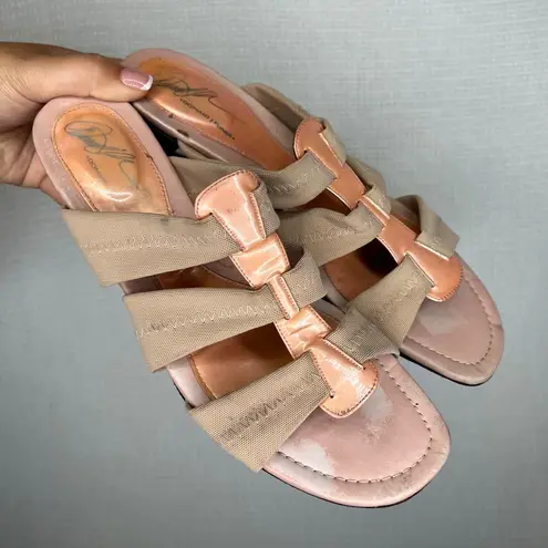 Donald J Pliner Vintage Y2K Women's Peach Beige Leather Heeled Sandals Size 10M Tan