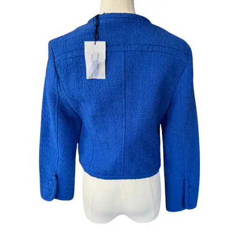 Proenza Schouler White Label Cropped Tweed Blazer Royal Blue Size 4 NWOT