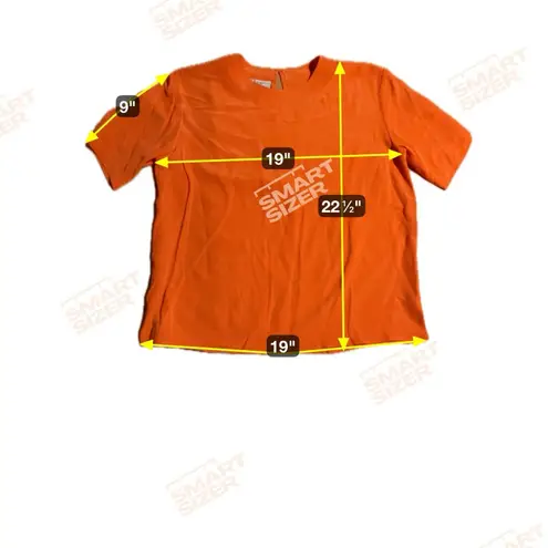 SLB Women's Medium Orange Blouse, 100% Silk, Office Shirt, Professional Blouse Orange