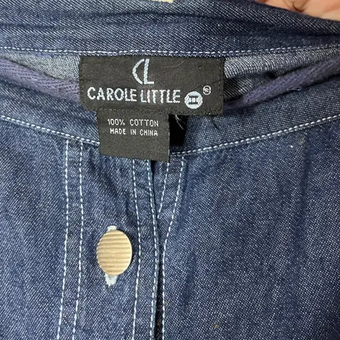 Vintage Carole Little Denim Maxi Skirt Button Front A Line Pockets Blue Size XXL