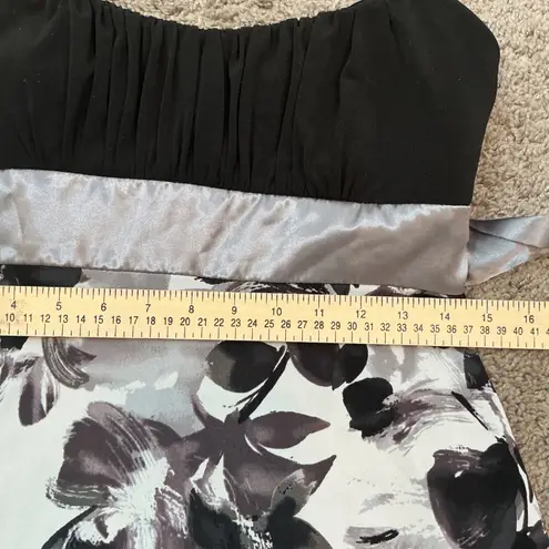 Ruby Rox Black & Gray Floral Sleeveless Dress - Empire Waist A Line Fit Flare Party