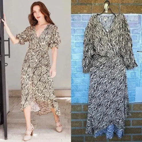 BALI ELF Set Sail Puff Sleeve Wrap Dress XXXL Brown Size undefined