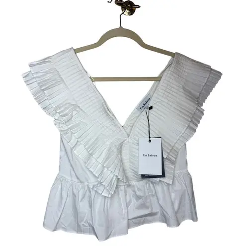 En Saison Lorena Blouse in White NWT Sz. M Size M
