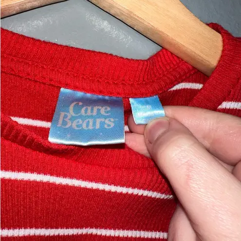 Care Bears Tinderheart Bear Striped Ribbed Baby Tee Size Small Red/White