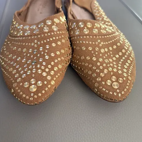 Cecelia New York Mojito Studded Leather Moccasin Flats Sand Size 8.5 Tan