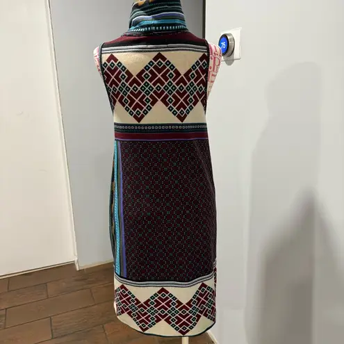 Vintage Y2K Funky People Knit Shift Dress Blue Geometric Southwest Striped S