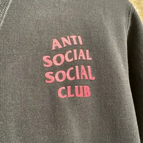 Unisex Anti Social Social Club Black Hot Pink Logo Pullover Hoodie Small