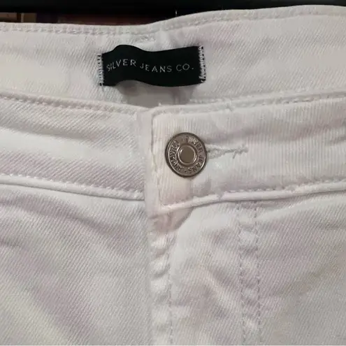 Silver Jeans Co. Most Wanted Mid Rise Straight Crop Jeans in White Plus Size 18W