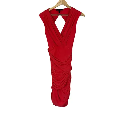 BCBGMAXAZRIA  Cutout Mini Dress Womens XS Orange Bodycon Sleeveless Cocktail